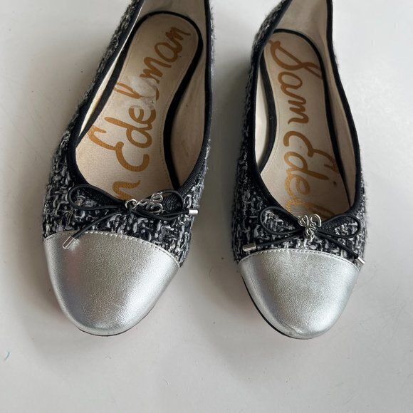 Sam Edelman 'Sara' multi-colored fabric round cap toe bow ballet flats Womens 6 - Picture 2 of 4